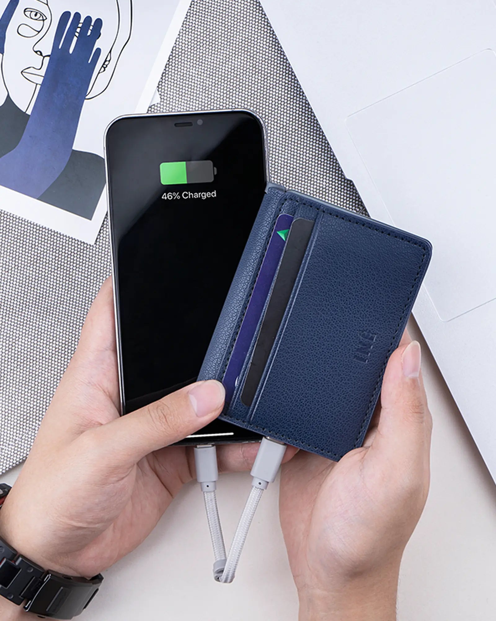 Etui na karty anty-RFID ze skóry z recyklingu z nadrukiem - 4