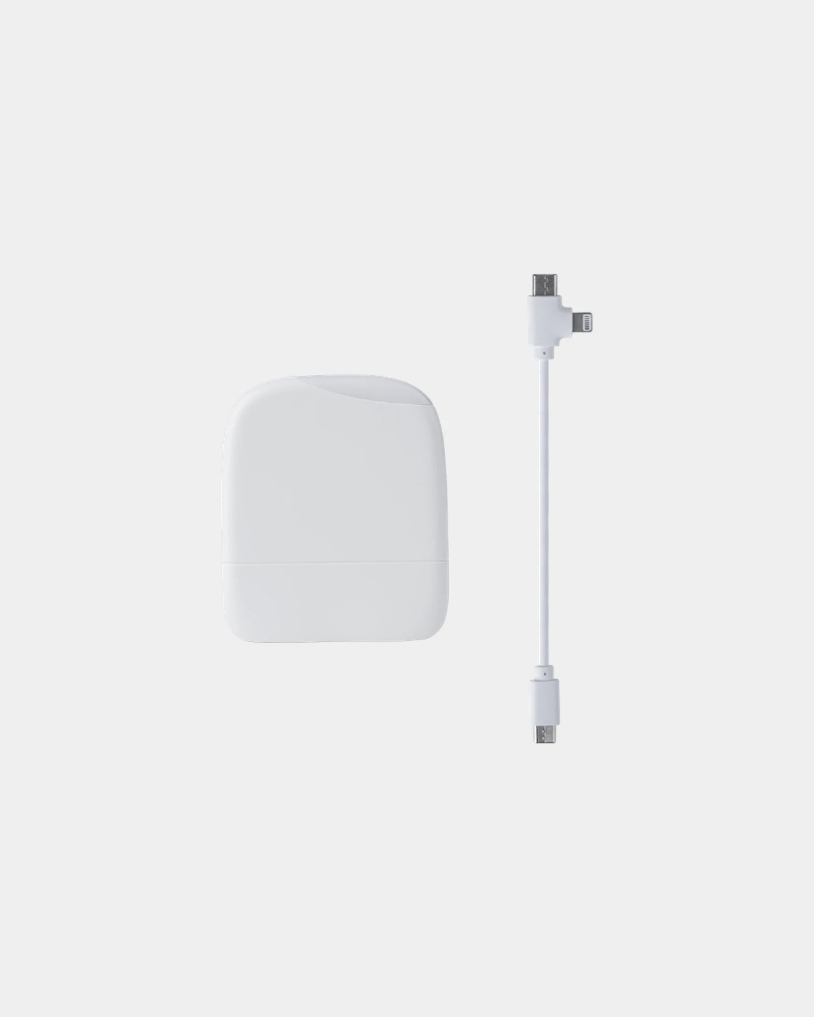Powerbank z plastiku z recyklingu ICE-P z latarką z nadrukiem - Biały