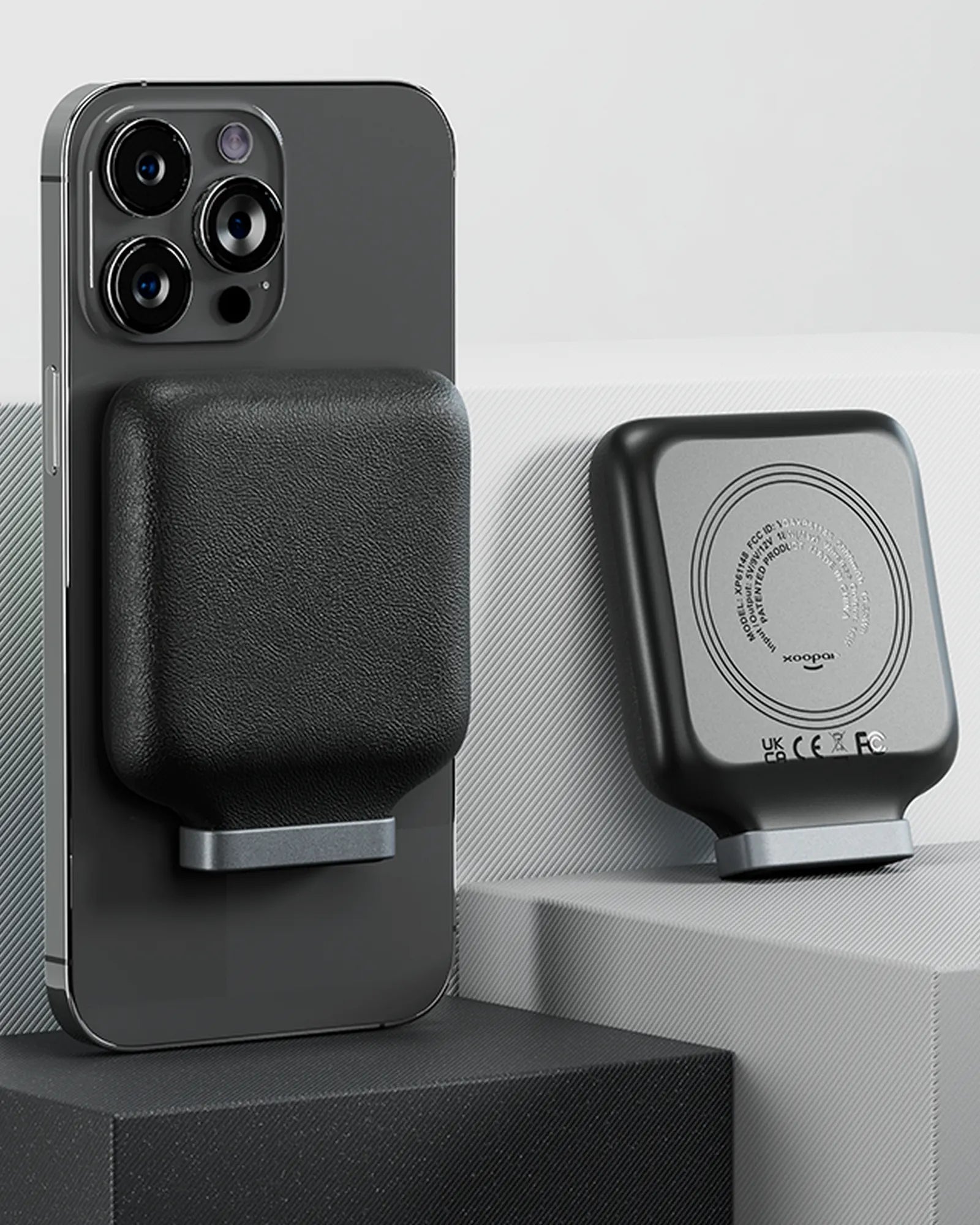 Powerbank bezprzewodowy z plastiku z recyklingu INE ODA z nadrukiem - 5