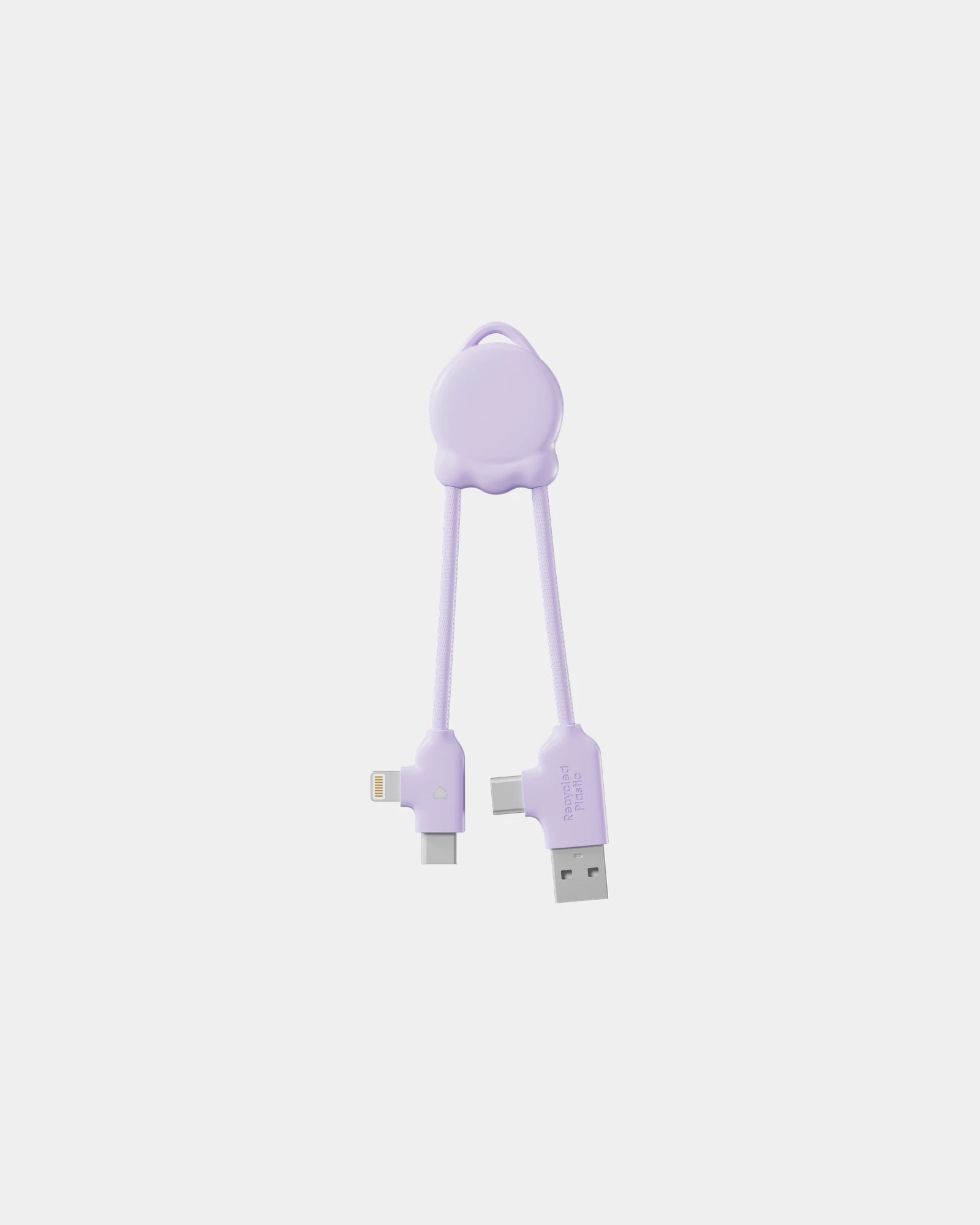 Kabel do ładowania Octomini z plastiku z recyklingu z nadrukiem - Lila