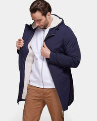 Długa parka z podszewką sherpa z logo