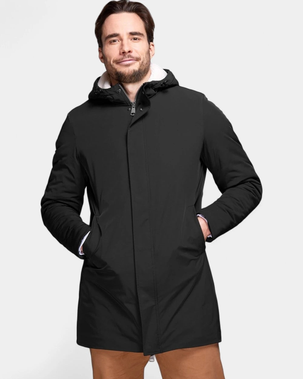 Długa parka z podszewką sherpa z logo - 3